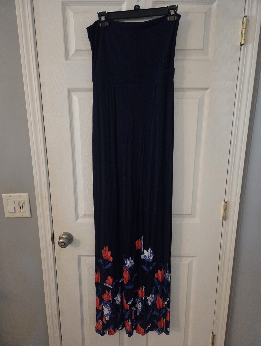 Old Navy Strapless Navy Floral Maxi Dress - Elegant Summer Look